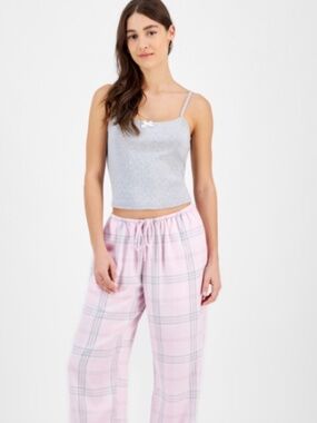 Self Esteem Juniors' Pointelle Cropped Tank Top Cami - Heather Grey SIZE S NW